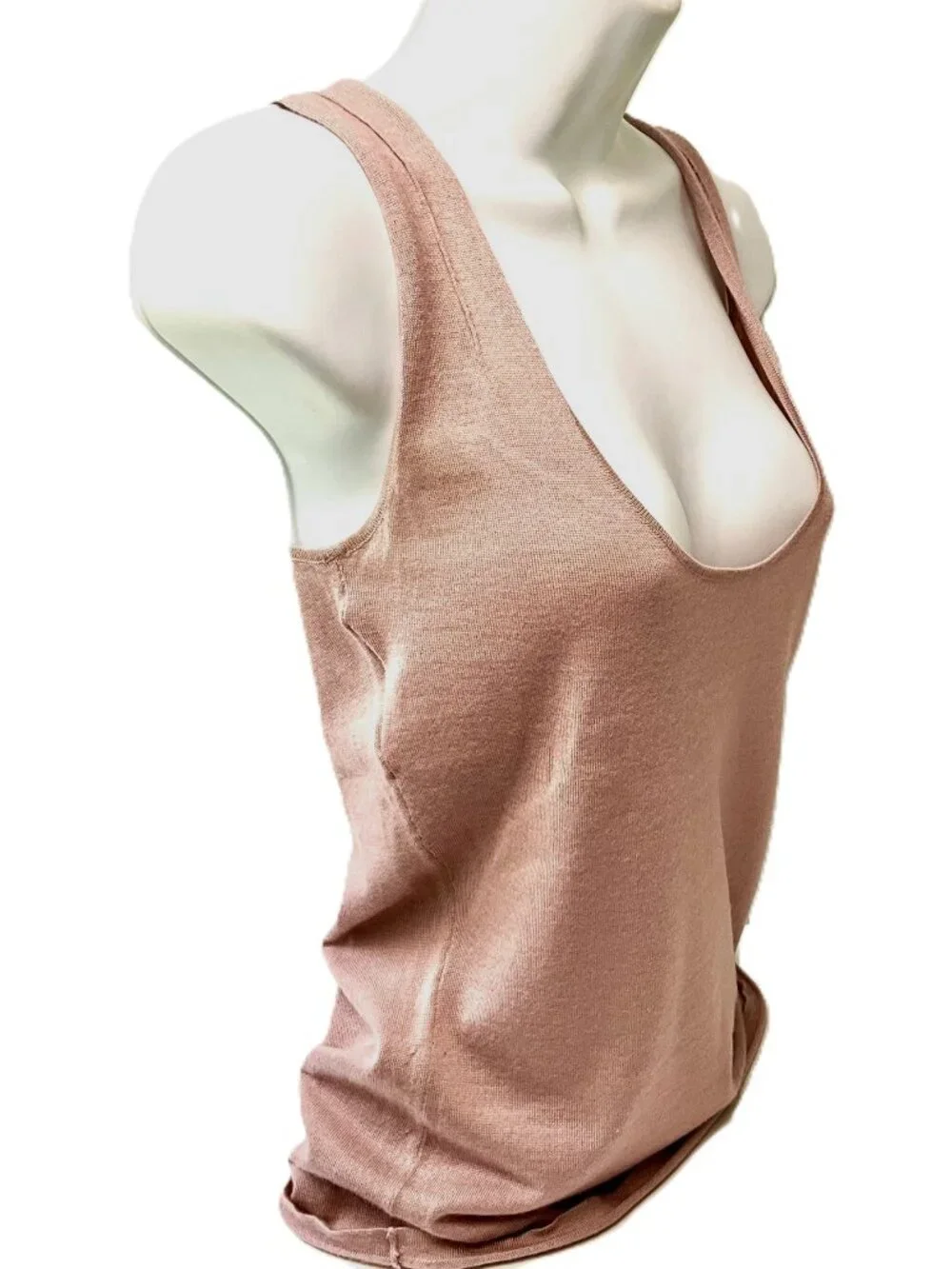 VNT Gianni Versace Cashmere Silk Knit Tank Top Pink Sleeveless Scoop Neck IT42